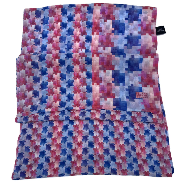 Sciarpa Pixel Rosa/Blu