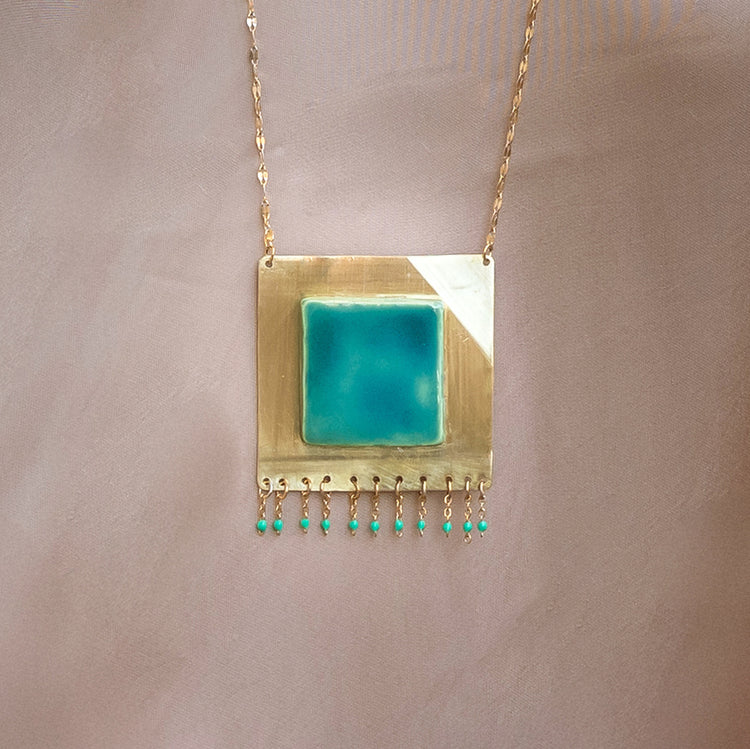 Collana Quadrata Verde