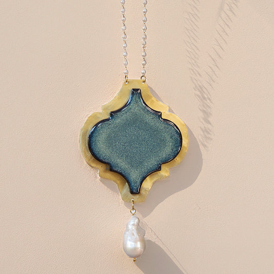 Collana Barocca Verde Ciano