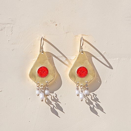 Orecchini Lobati Ceramica Rossa