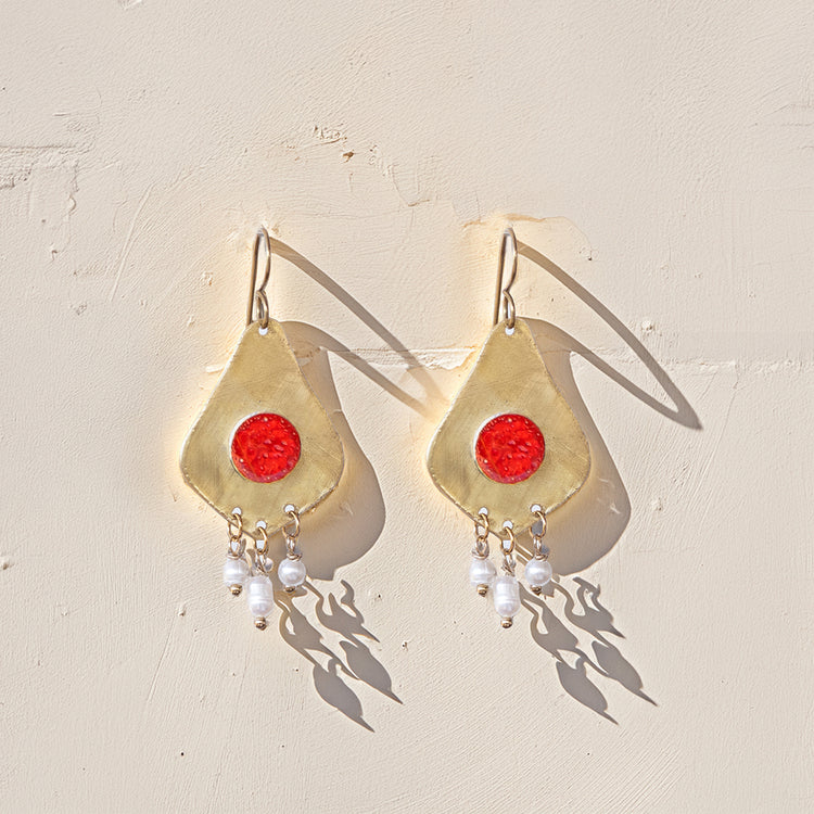 Orecchini Lobati Ceramica Rossa