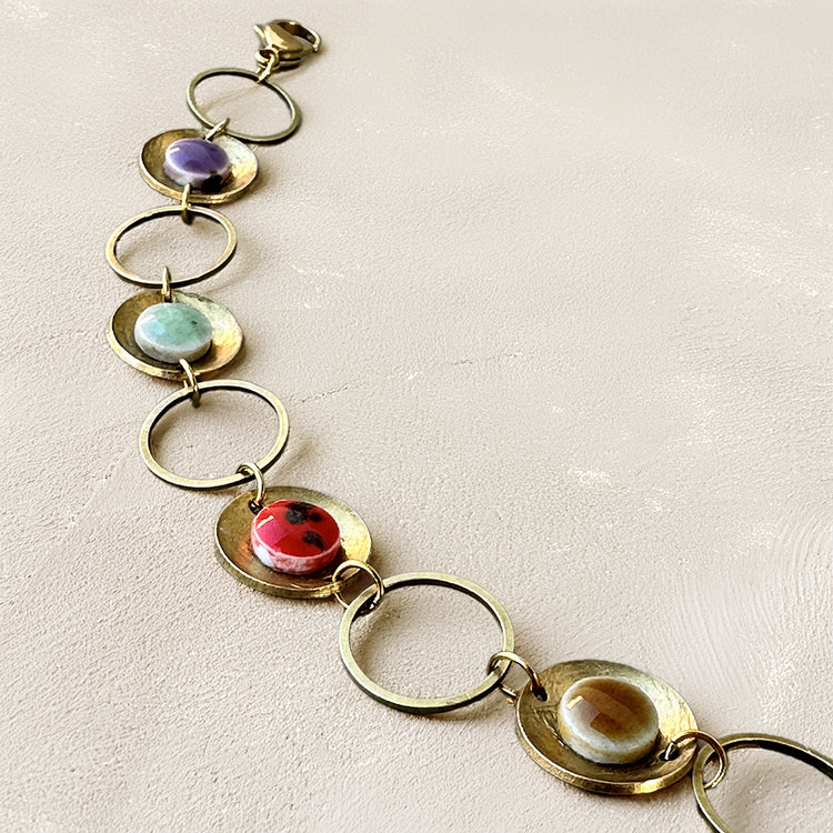 Bracciale ottone e ceramica
