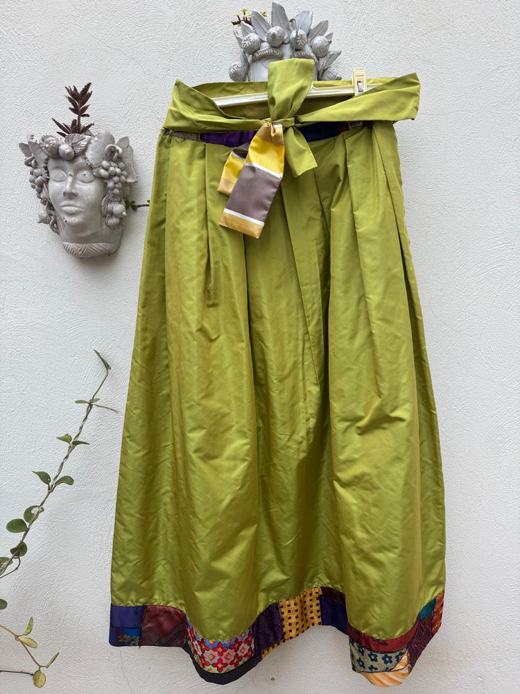 Lime Breeze Duo – Handcrafted Taffeta Skirt