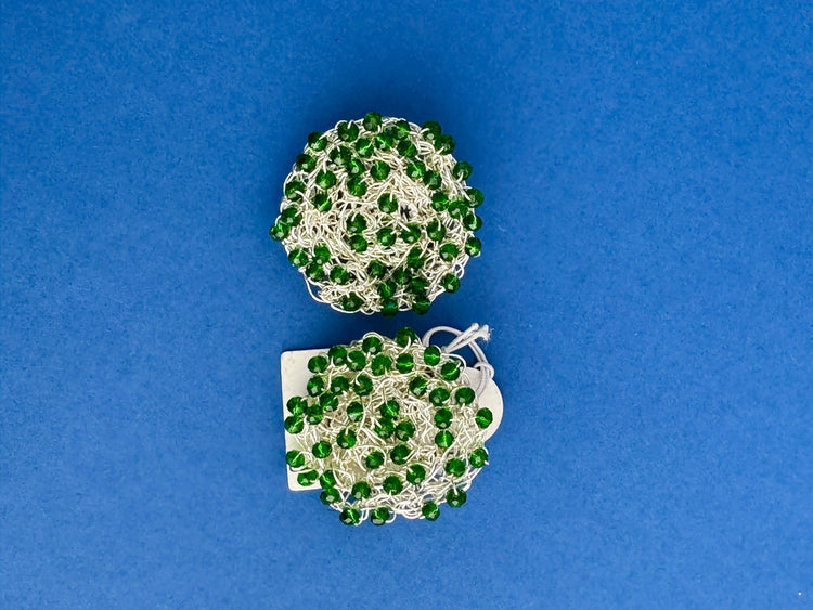 Orecchini Gomitolo Argento Verde