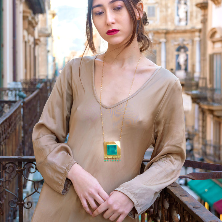 Collana Quadrata Verde