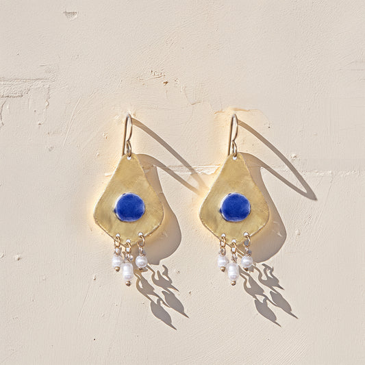 Orecchini Lobati Ceramica Blu