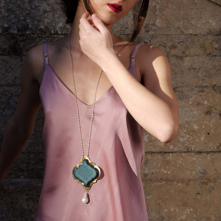 Collana Barocca Verde Ciano