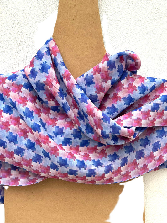 Sciarpa Pixel Rosa/Blu